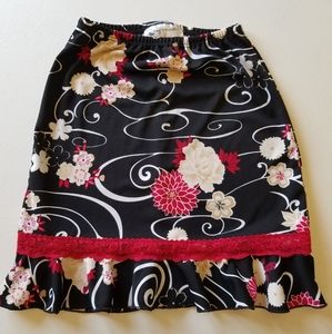 My Michelle Skirt Size 7 Girls Black Red White Flo